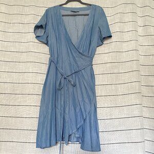 LOFT Chambray Short-Sleeve Wrap Dress